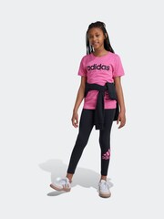adidas Dark Pink Slim Fit Junior Essentials Linear Logo 100% Cotton T-Shirt - Image 3 of 7