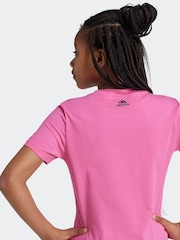 adidas Dark Pink Slim Fit Junior Essentials Linear Logo 100% Cotton T-Shirt - Image 5 of 7