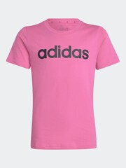 adidas Dark Pink Slim Fit Junior Essentials Linear Logo 100% Cotton T-Shirt - Image 7 of 7