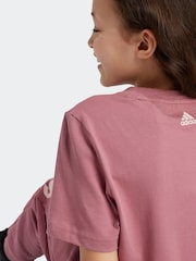 adidas Red Slim Fit Junior Essentials Linear Logo 100% Cotton T-Shirt - Image 6 of 7