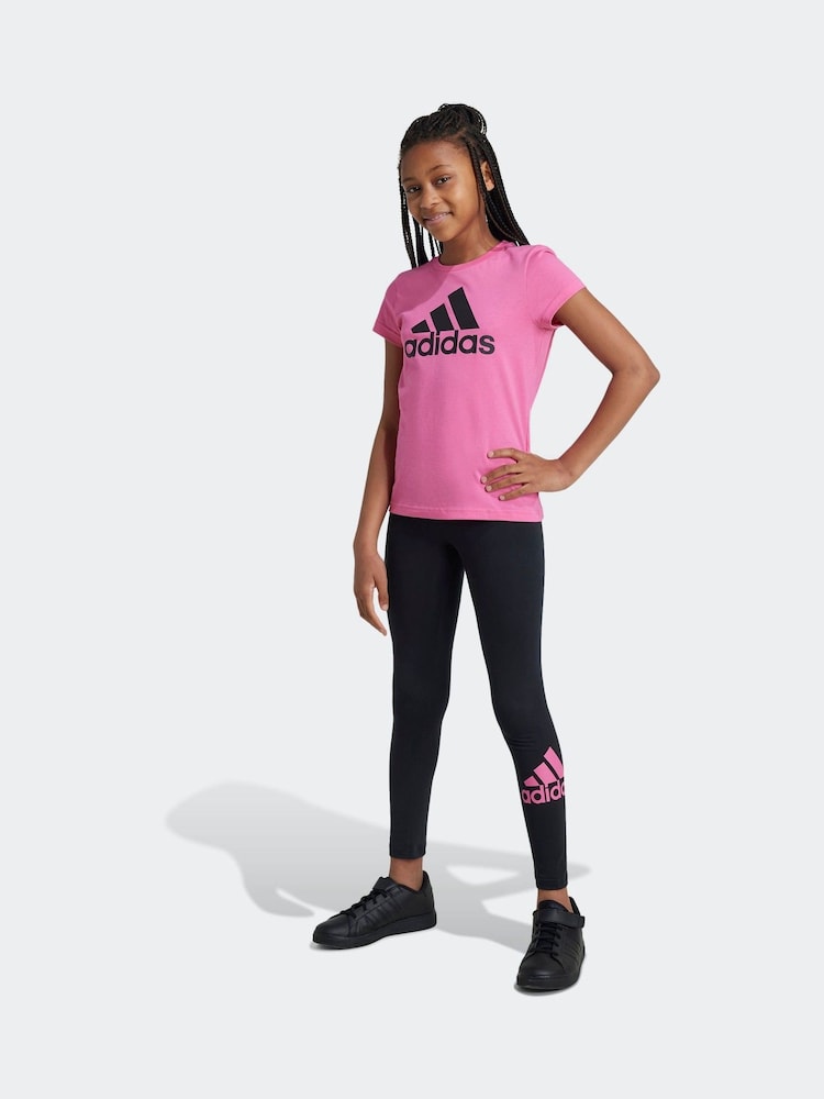 adidas NIght Black Sportswear Essentials Big Logo Cotton Leggings - Image 1 of 6