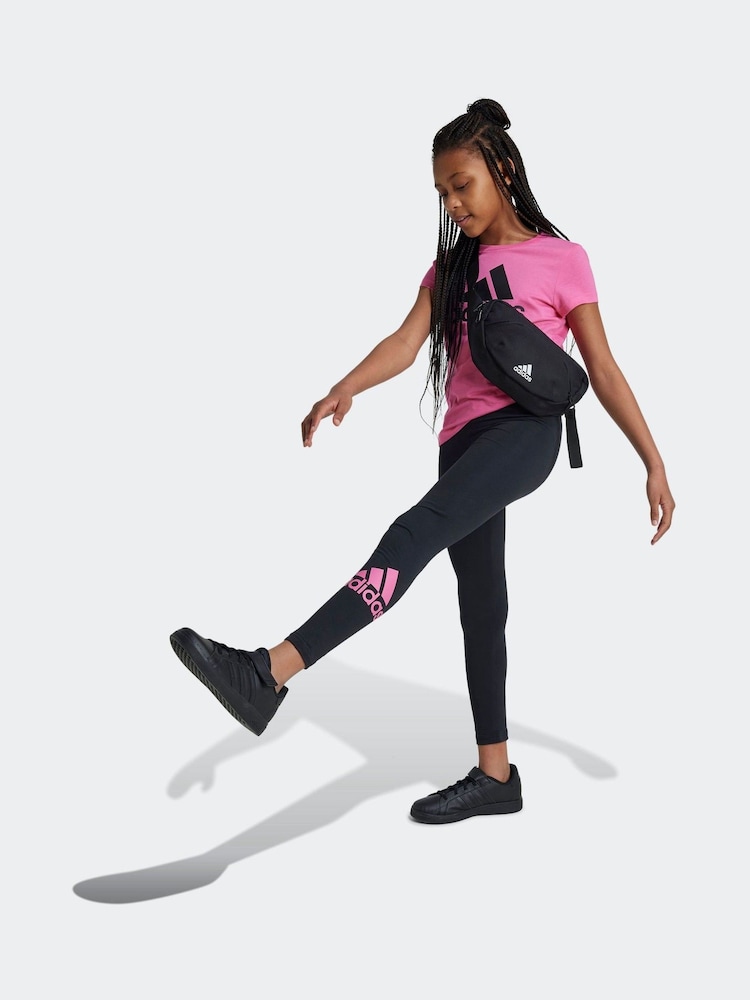 adidas NIght Black Sportswear Essentials Big Logo Cotton Leggings - Image 2 of 6