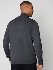 Threadbare Grey Funnel Quarter Zip Knitted Jumper - Image 2 of 5