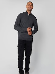 Threadbare Grey Funnel Quarter Zip Knitted Jumper - Image 3 of 5
