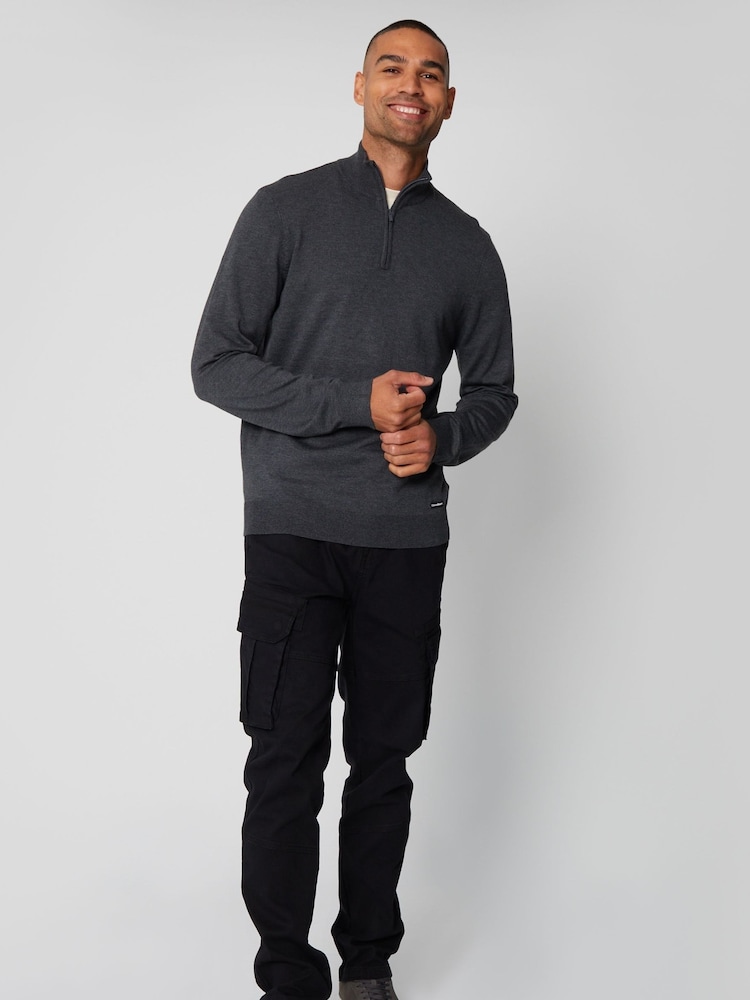 Сірий - Трикотажні джемпери Threadbare Funnel Quarter Zip - Image 3 of 5