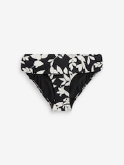 Myleene Klass Black/Cream Floral Roll Top Ruched Side High Leg Bikini Bottoms - Image 3 of 3