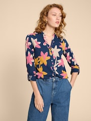 White Stuff Blue 100% Cotton Annie Jersey Shirt - Image 1 of 4