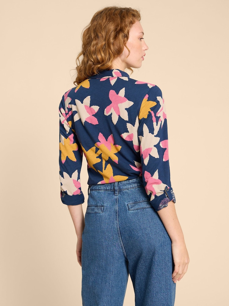 White Stuff Blue 100% Cotton Annie Jersey Shirt - Image 2 of 4