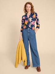 White Stuff Blue 100% Cotton Annie Jersey Shirt - Image 3 of 4