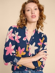 White Stuff Blue 100% Cotton Annie Jersey Shirt - Image 4 of 4