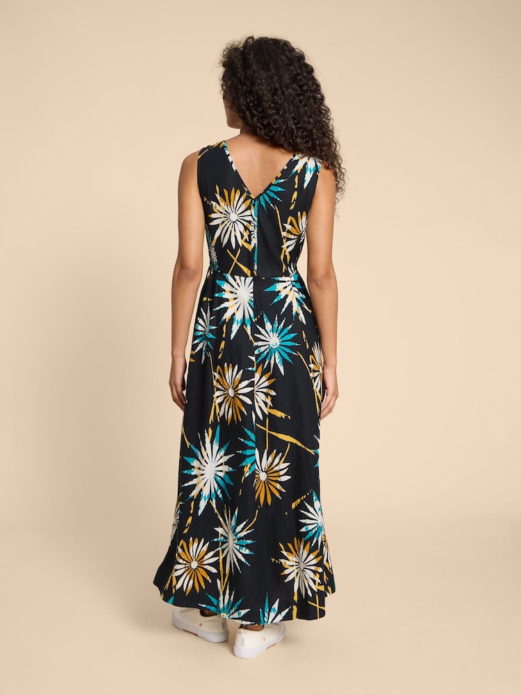White Stuff Black Linen Blend Gigi Maxi Dress - Image 2 of 4
