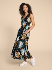 White Stuff Black Linen Blend Gigi Maxi Dress - Image 3 of 4