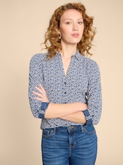White Stuff Dark Blue 100% Cotton Annie Jersey Shirt - Image 1 of 8