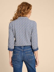 White Stuff Dark Blue 100% Cotton Annie Jersey Shirt - Image 2 of 8