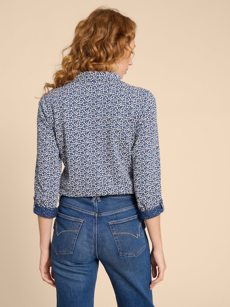 White Stuff Dark Blue 100% Cotton Annie Jersey Shirt - Image 2 of 8