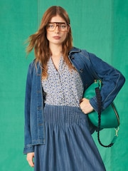 White Stuff Dark Blue 100% Cotton Annie Jersey Shirt - Image 5 of 8