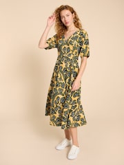 White Stuff Yellow Kate Linen Blend Dress - Image 1 of 4