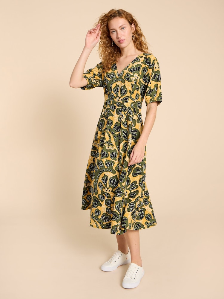 White Stuff Yellow Kate Linen Blend Dress - Image 1 of 4
