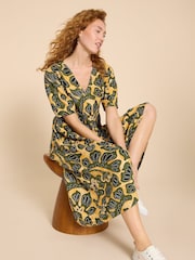 White Stuff Yellow Kate Linen Blend Dress - Image 3 of 4
