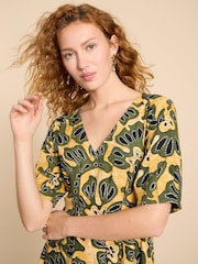 White Stuff Yellow Kate Linen Blend Dress - Image 4 of 4
