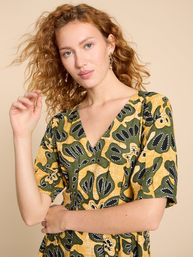 White Stuff Yellow Kate Linen Blend Dress - Image 4 of 4