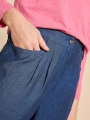 White Stuff Blue Rowena 100% Linen Trousers - Image 4 of 4
