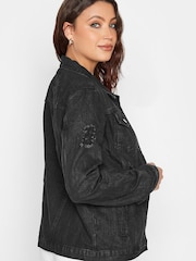 Schwarz - Long Tall Sally Denim-Jacke in Distressed-Optik - Bild 3 von 4
