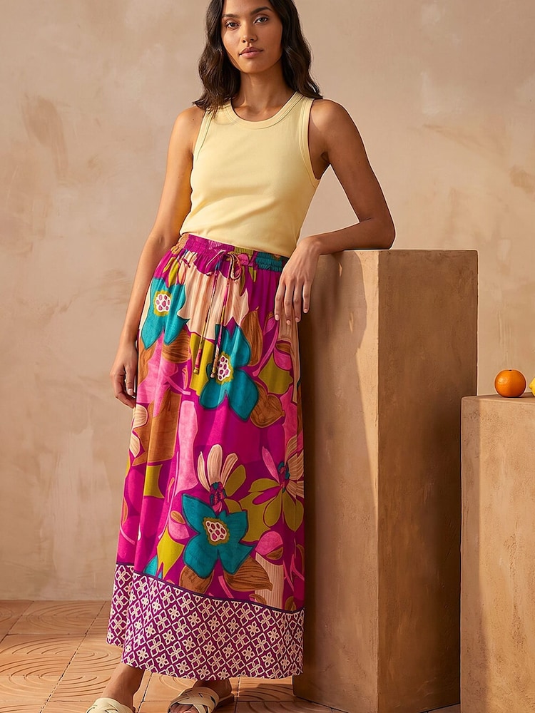 Roman Purple Tile Hem Printed Skirt - Image 1 of 5 Roman Purple Tile Hem Printed Skirt - Image 1 of 5