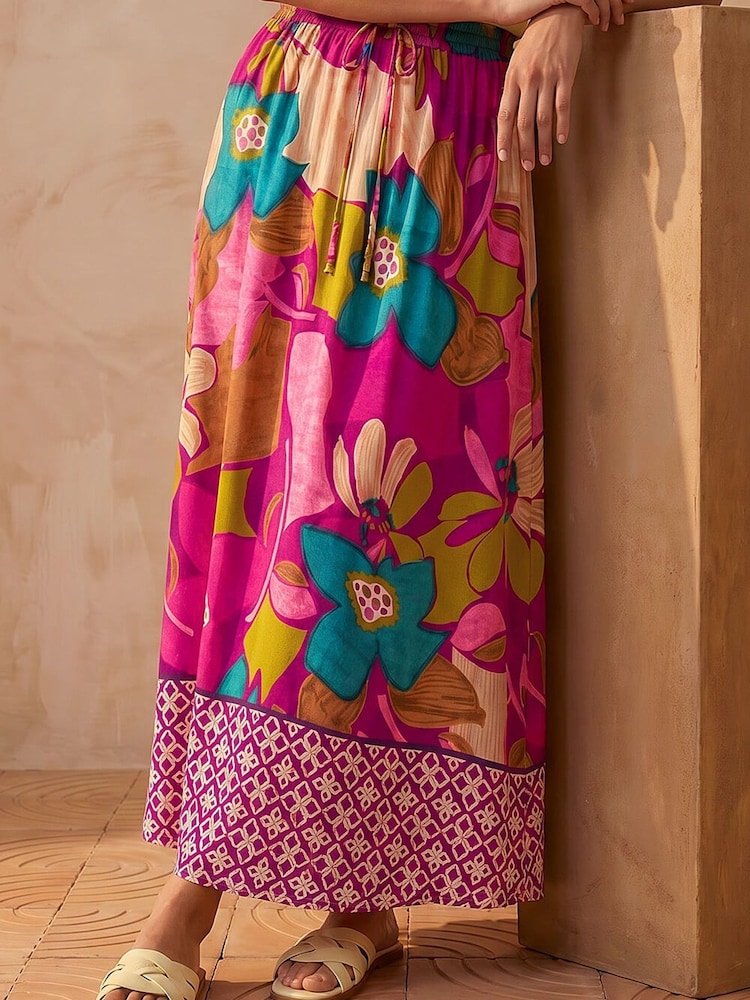 Roman Purple Tile Hem Printed Skirt - Image 2 of 5 Roman Purple Tile Hem Printed Skirt - Image 2 of 5