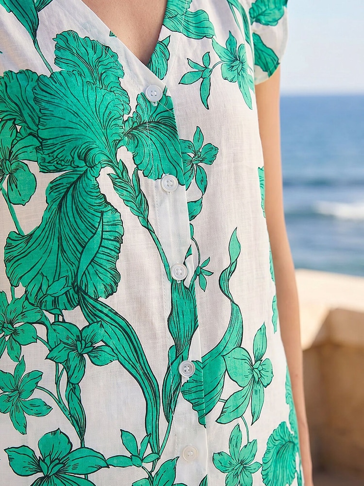 Roman Green Floral Print Frill Sleeve Blouse - Image 4 of 4 Roman Green Floral Print Frill Sleeve Blouse - Image 4 of 4