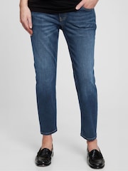 Gap Mid Wash Blue Maternity Over The Bump Cheeky Straight Jeans - Image 1 of 4