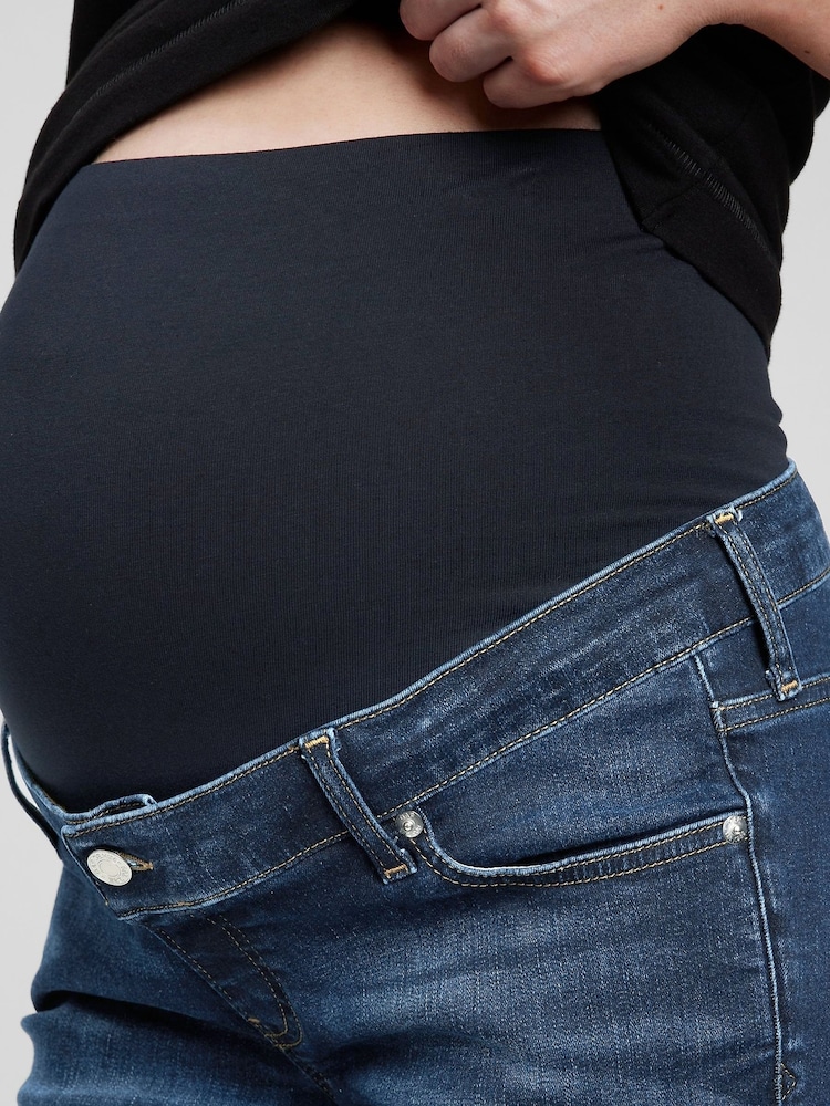 Gap Mid Wash Blue Maternity Over The Bump Cheeky Straight Jeans - Image 4 of 4