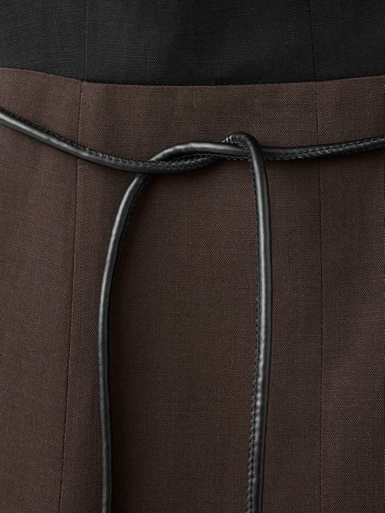 Mango Black V-Neck Midi Dress With Belt Detail - Image 2 of 3 Mango Black V-Neck Midi Dress With Belt Detail - Image 2 of 3