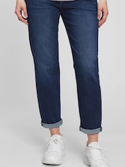 Gap Dark Wash Blue Maternity Over The Bump Girlfriend Jeans - Image 1 of 4