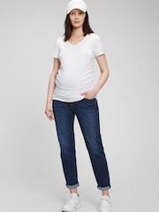 Gap Dark Wash Blue Maternity Over The Bump Girlfriend Jeans - Image 3 of 4
