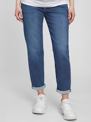 Gap Mid Wash Blue Maternity Over The Bump Girlfriend Jeans - Image 1 of 4