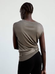 Mango Brown Slash Neckline Fine Knit Top - Image 2 of 7