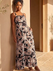 Roman Brown Strappy Tiered Maxi Dress - Image 1 of 4