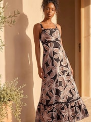 Roman Brown Strappy Tiered Maxi Dress - Image 2 of 4