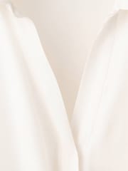 Mango White Asymmetric Long Sleeve Drape Style Dress - Image 6 of 7
