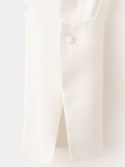 Mango White Asymmetric Long Sleeve Drape Style Dress - Image 7 of 7
