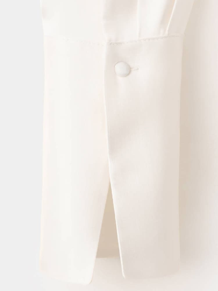 Mango White Asymmetric Long Sleeve Drape Style Dress - Image 7 of 7