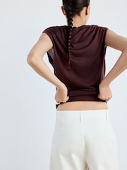 Mango Red Slash Neckline Fine Knit Top - Image 2 of 6