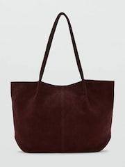 Mango Red Suede Shoulder Tote Bag - Image 1 of 2