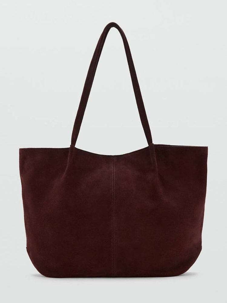 Mango Red Suede Shoulder Tote Bag - Image 1 of 2