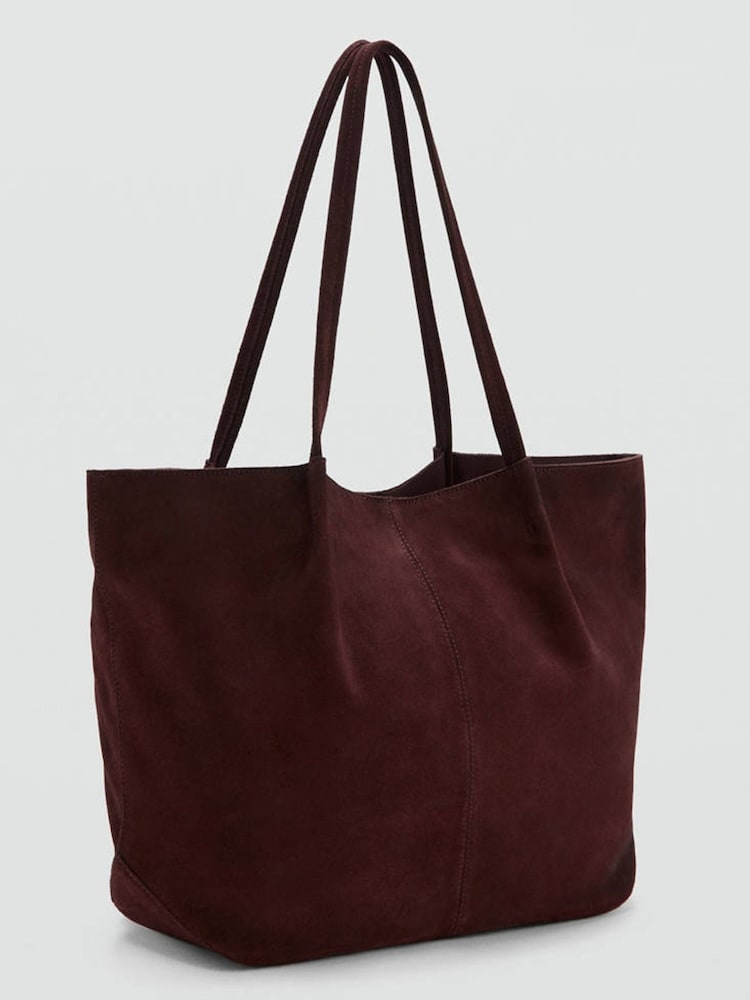 Mango Red Suede Shoulder Tote Bag - Image 2 of 2