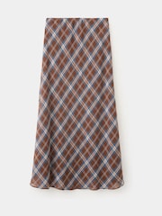 Mango Brown Tartan Print Midi Skirt - Image 3 of 5