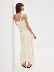 Mango White Asymmetric Dropped Waist Midi Skirt - Image 2 of 7