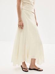 Mango White Asymmetric Dropped Waist Midi Skirt - Image 3 of 7