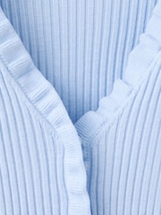 Mango Blue Scoop Neckline Frill Trim Cardigan - Image 5 of 6